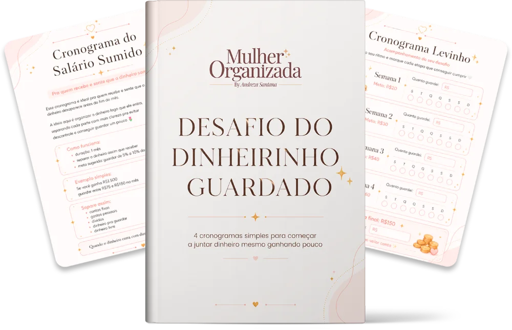 Ebook Desafio do Dinheirinho Guardado com cronogramas
